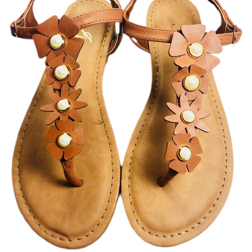 NEW FLORAL TAN WOMEN SANDALS